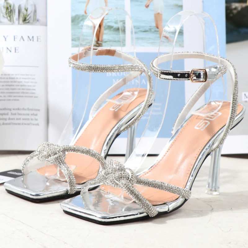 Luxury Rhinestone Patent Leather Women Sandals Thin Heel Open Toe Superhigh Heel Designer Shoes Cross Tied Party Dress Shoes Z251015
