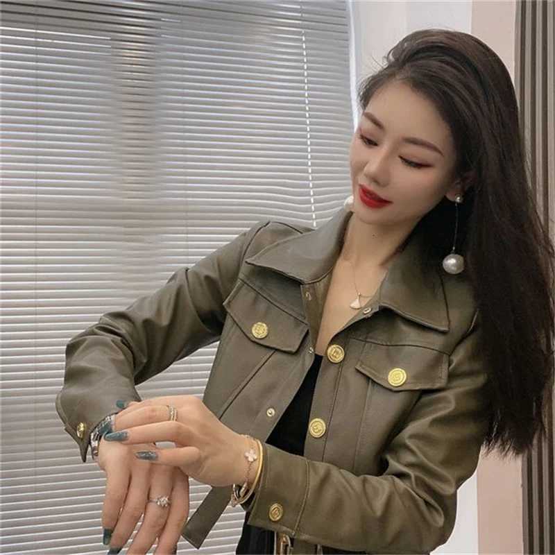 HighGrade Fashion RainProof Coat PU Leather Short Coat Womens New Autumn Winter And Spring Clothes Joker Fashion JacketT251017