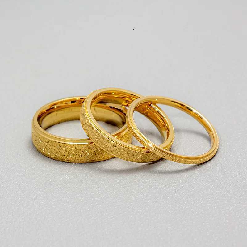 2mm 4mm 6mm Silver Rose Gold Color Frosted Finger Ring For Woman Man Wedding Jewelry Stainless Steel Couple RingW251017