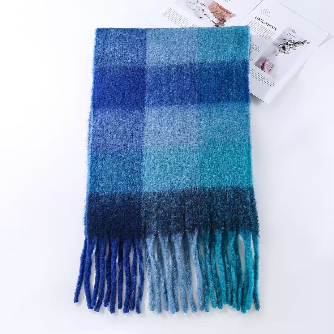 T2063 new warm rainbow plaid autumn and winter warm neck scarf