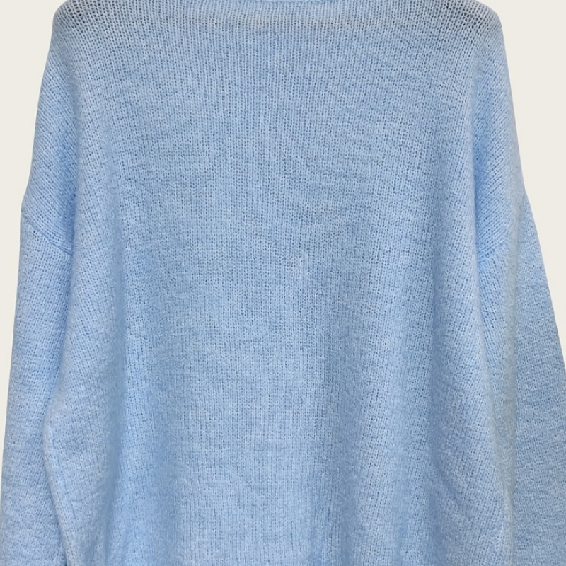 Women's Milk Blue Cardigan with Starfish Shell Buttons - Casual Outerwear for Spring Autumn Winter