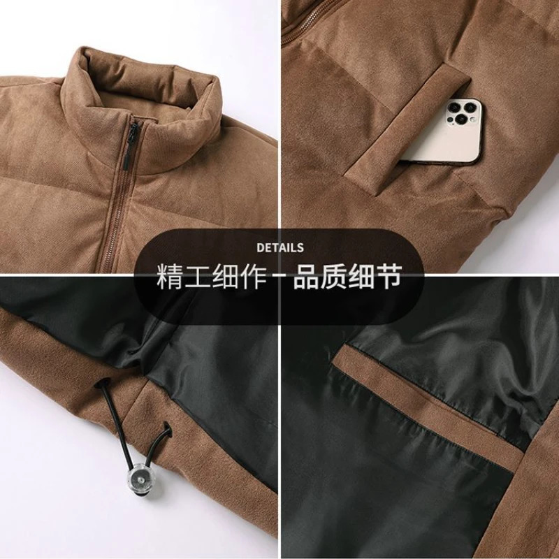 Thicken Warm Winter Jacket Men Women Suede Fabric Stand Collar Cotton Padded Jacket Casual Loose Solid Windproof Bread Coats 251011