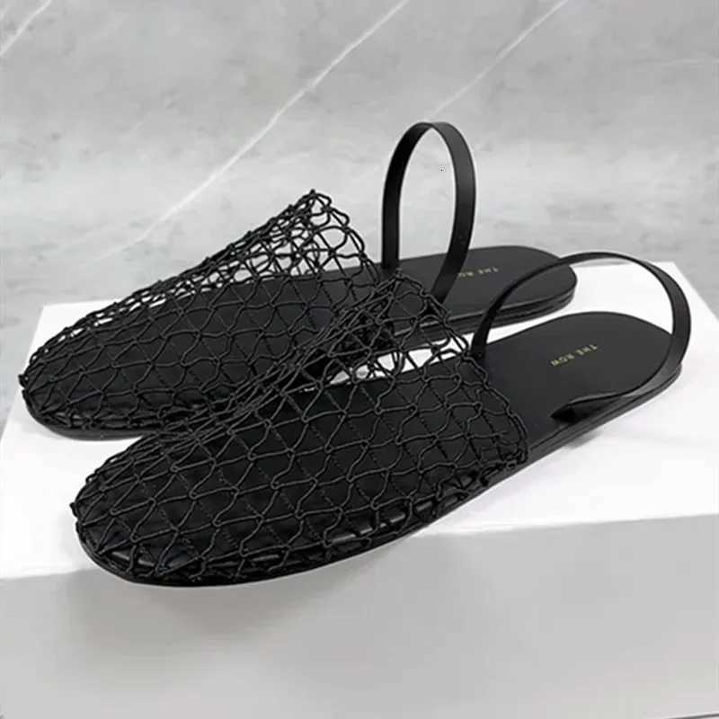 Novelty Mesh Flat Sandals Women Designer Weaving Hollow Breathable Mules Slippers Summer Light Comfort Slingbacks Slide Sandals Z251015
