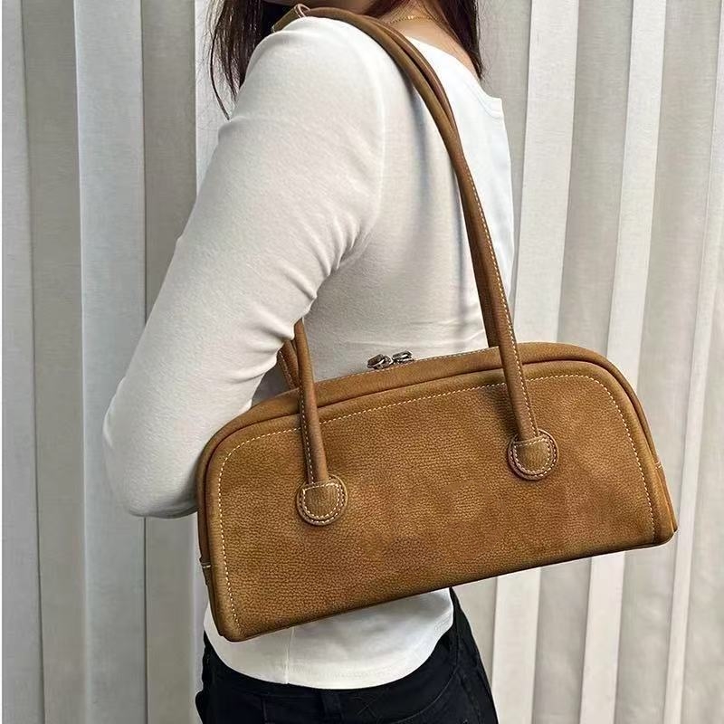 Korean Original Niche Designer Suede Boston Pillow Bag Cross-Body Sherwood Handbag