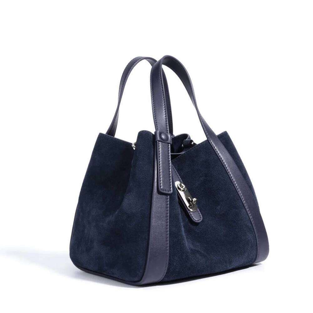 Custom Name Suede Leather Women bags Design Lock Veet Top Handle New Handbags Popular Rectangular Bucket Shoulder Bags
