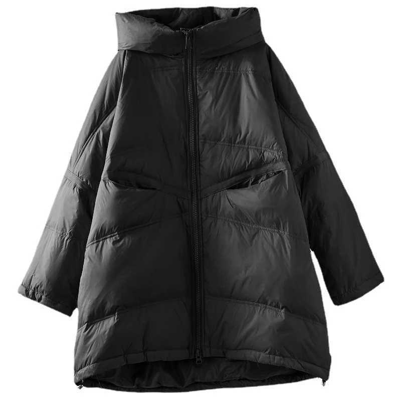 Schinteon Women White Duck Down Loose Jacket with Hood Autumn Winter Outwear Casual Over Size Casual Coat Korean Style 2023 New W251016