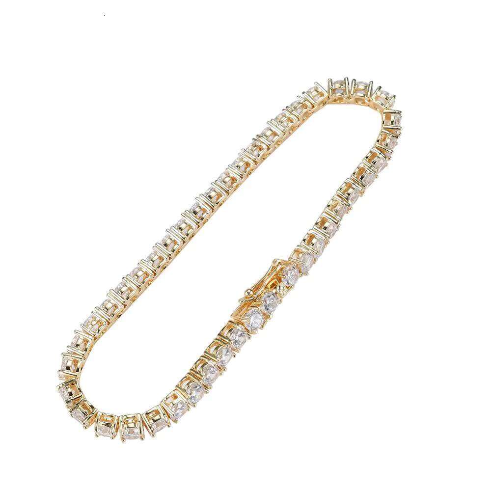 3mm 4mm 5mm Hip Hop Jewelry Gold and Sier Material Men's Iced sterling silver moissanite chain Tennis Chain Bracelet
