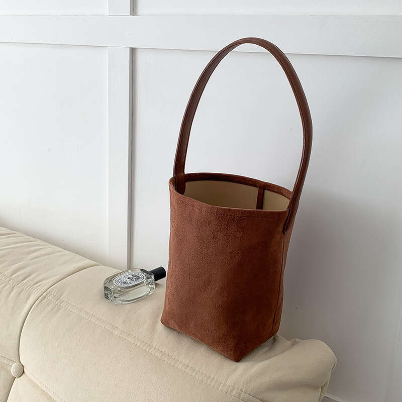 Autumn Simple Versatile Matte Mother-Daughter Bucket Korean Version New Suede Fashion Large Capacity Niche Shoulder Bag For Women B5