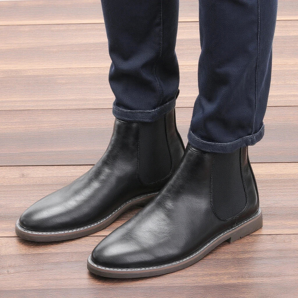 40 Chelsea Boots Men 2024 Comfortable Fashion Leather Men Boots 251013