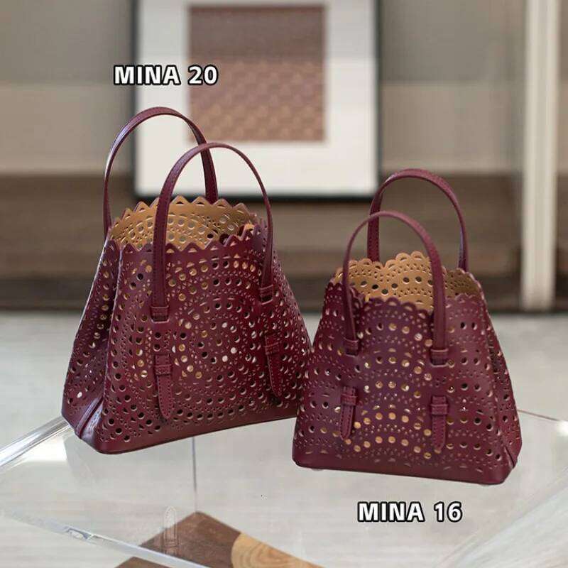 New Tote French Cowhide Handmade Niche Laser Engraved Hollow Leather Vegetable Basket Bag Casual Versatile Temperament