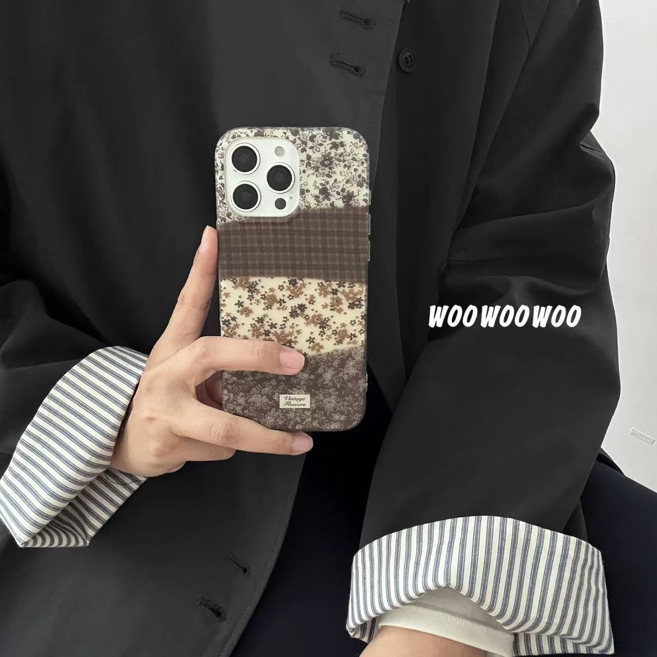 ins autumn and winter style pattern small floral patchwork compatible with iPhone 17 Pro Max Apple 16 phone case 15