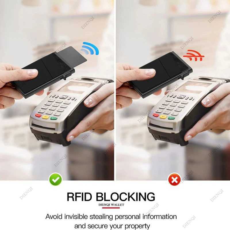 DIENQI Antitheft Card Protectors Card Holder Minimalist Smart Wallet RFID Protection Aluminum Metal Cardholder Case Porte CarteW251017