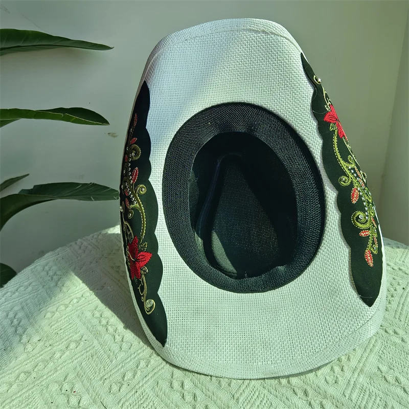Western cowboy straw hat embroidery applique 2025 cowboy hat men and women sun hat summer brim hat sombrero 251015