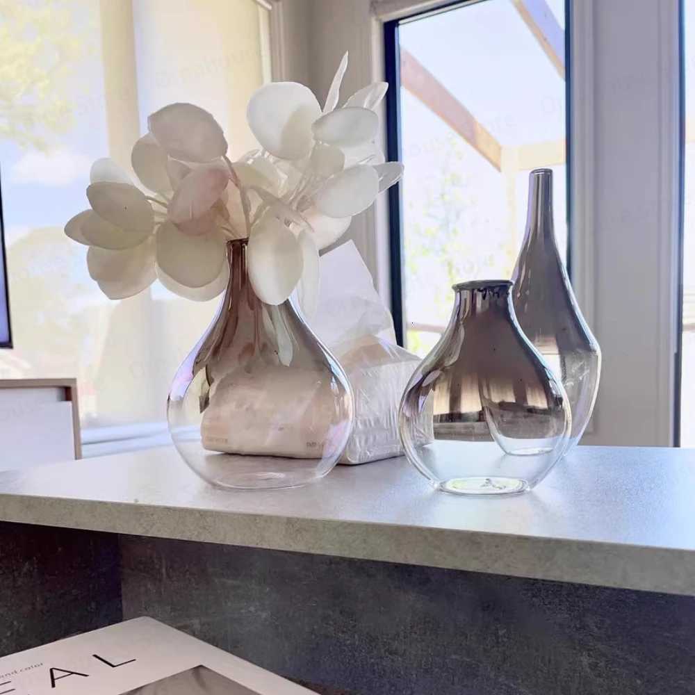 Creative Silver Gradient Vase 2025 New Nordic Glass Vase Dried Insert Desktop Terrarium Decoration Plant Holder C251017