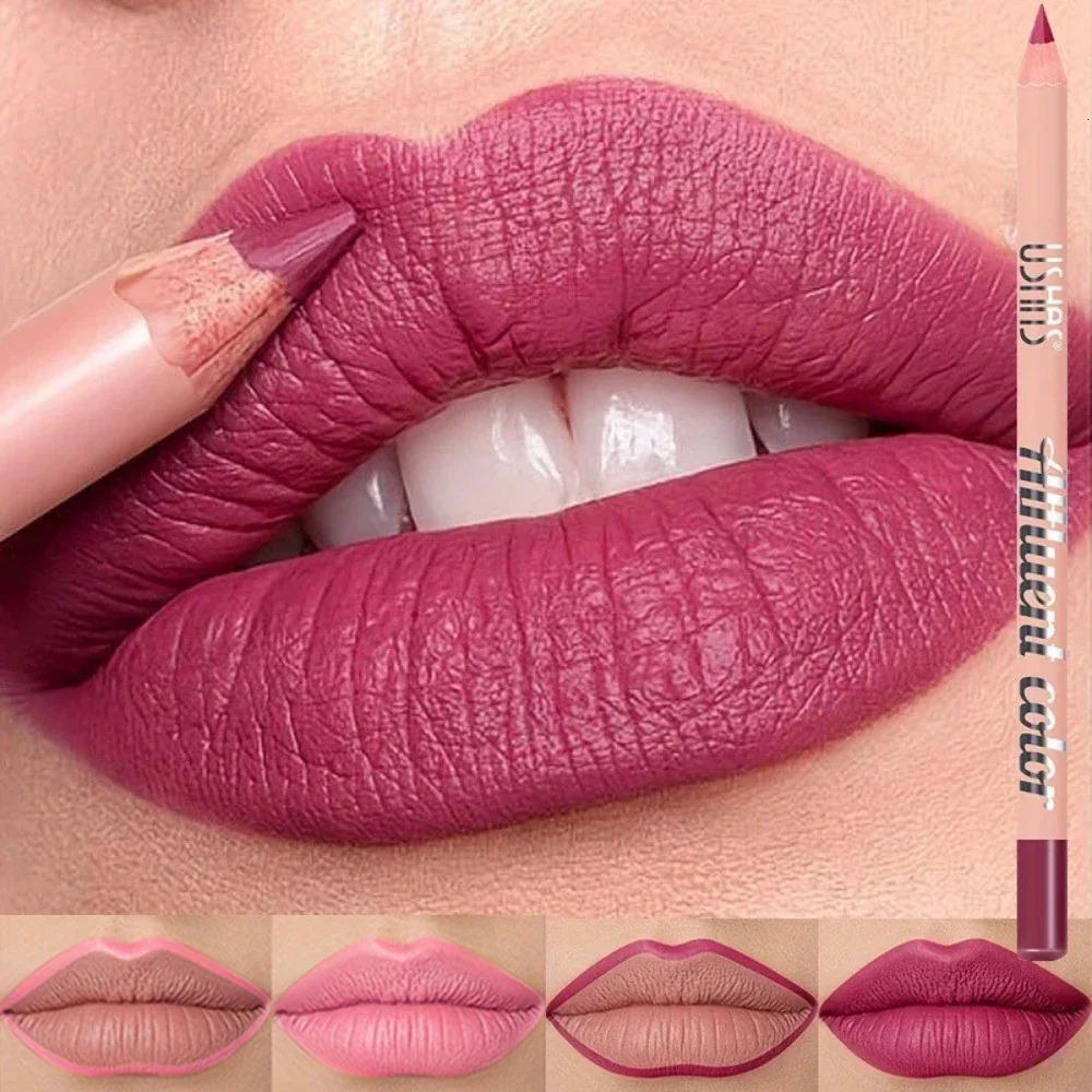 Fine Slim Lip Pencil Waterproof Easy To Color Matte Pink Purple Longlasting Waterproof Non Stick Cup Pigment Sexy Lip Cosmetics 251014
