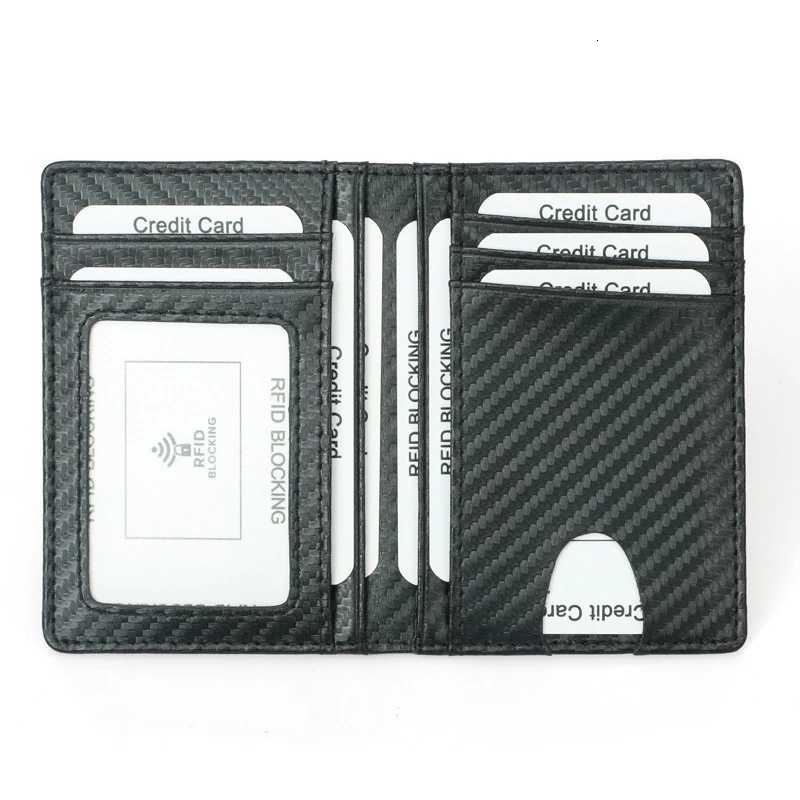 YUECIMIE Black Carbon Fiber Thin Credit Card Holder Slim RFID Wallets Pu Leather Driver License Cover Holder For Men Card WalletW251017