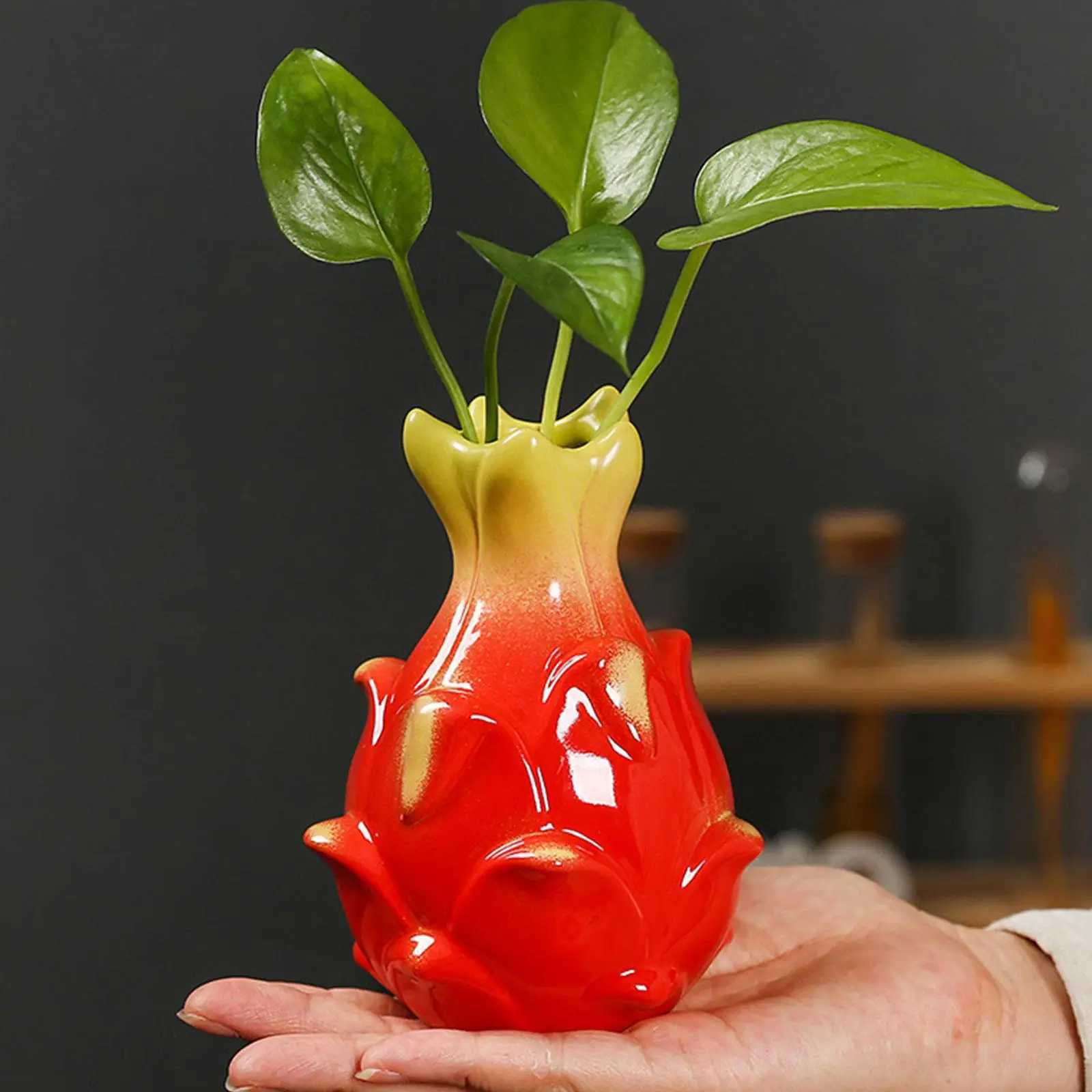 Creative Ceramic Vase Fruit Shaped Flower Vase Hydroponics Office Desktop Ornaments Home Garden Decor C251017
