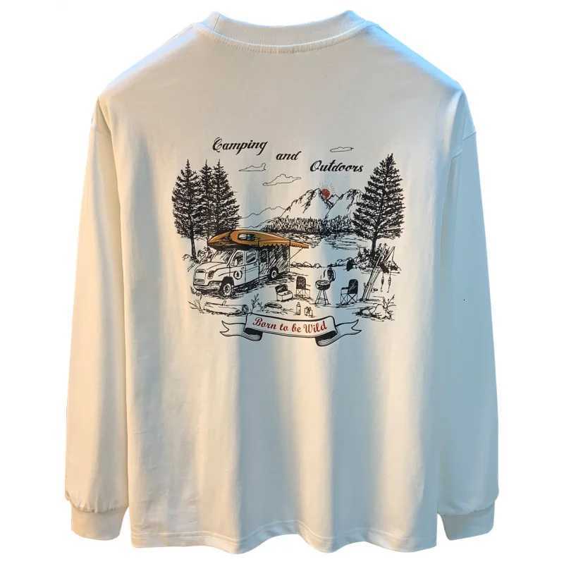 2025 Spring and Autumn New Long Sleeveshirt Mens Large Loose Round Neck High end Casual Hoodie Z251017