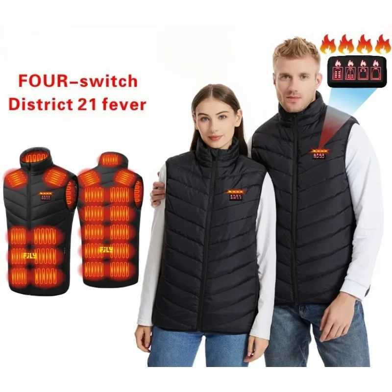 21 Areas Electric Heated Vest Mens Heated Jackets Winter Warm USB Heating Jacket Coat for Men Women Outdoor Skiing Fishing Vest H251017