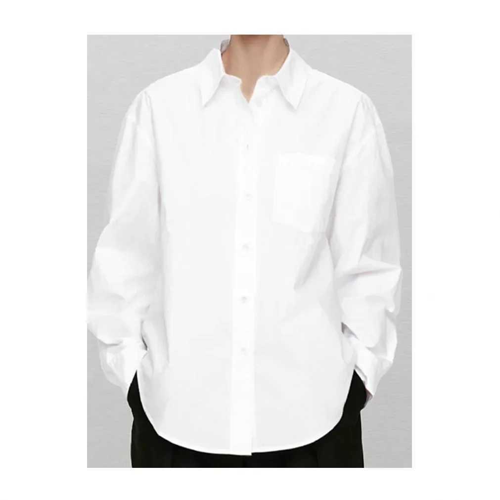 Polo Collar Loose Fit Womens Shirt Thin Long Sleeve White Commute Shirt Early Autumn New Style Casual Business Fashion J251017