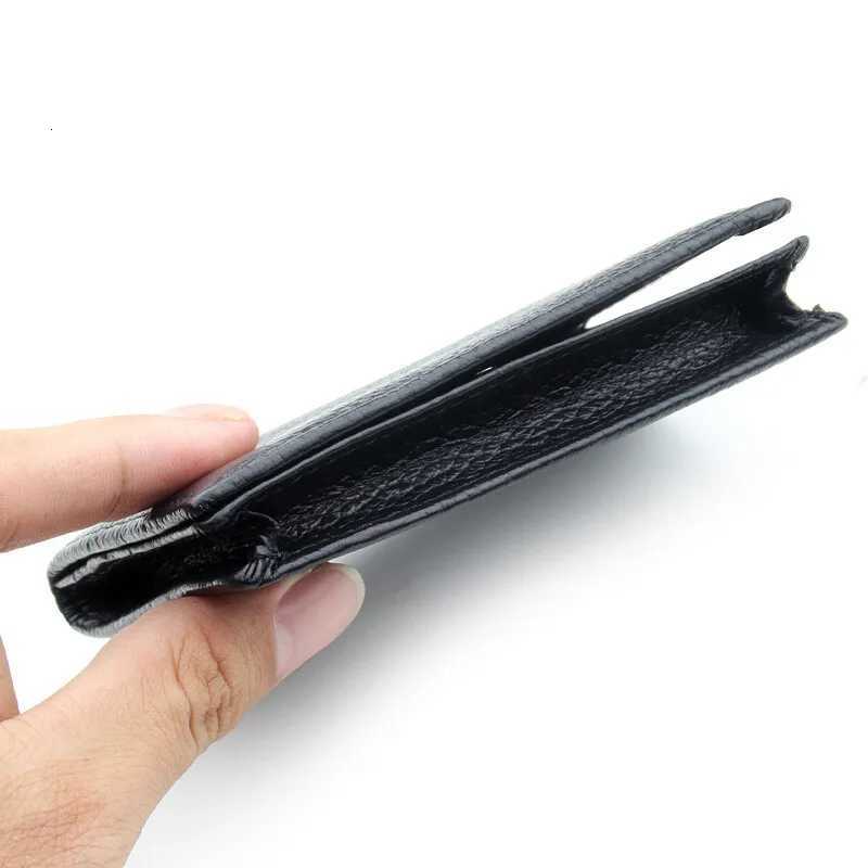NEW 2025 Genuine Leather Wallet Ultrathin Fold Unisex Purse Credit Card ID VIP Bank Slim Bag Simple Business Card HoldersW251017