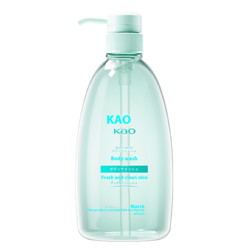 Kao Shower Gel 550ml Refreshing Cleansing Formula Rich Lather, Easy to Rinse No Residue, No Slippery Feel