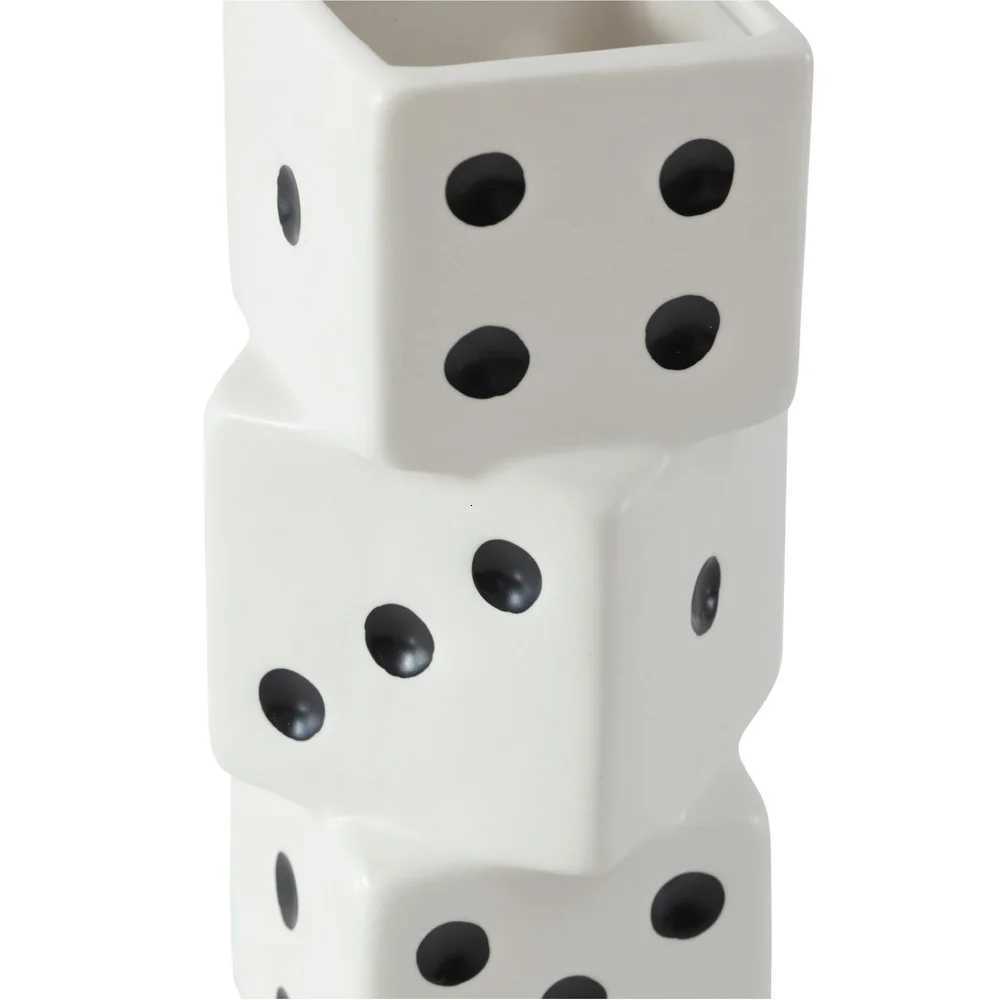 Unique Ceramic Dice Vase Decorative Accent Desk Shelf Indoor Display Fun Home Decor 875 Inches Height C251017