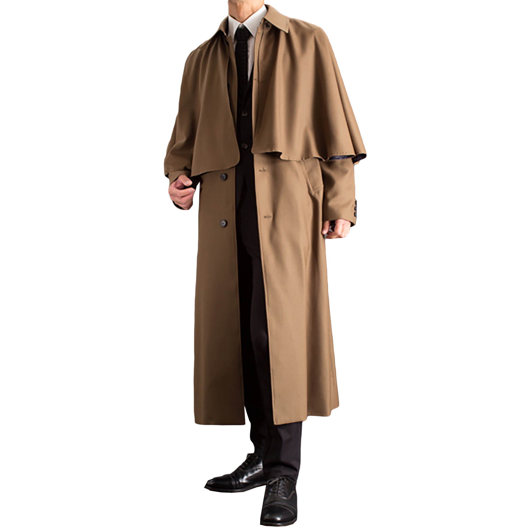 Autumn Grey Men's Woolen Coat Single Breasted Lapel WindBreaker Holmes Long OverCoat Custom made