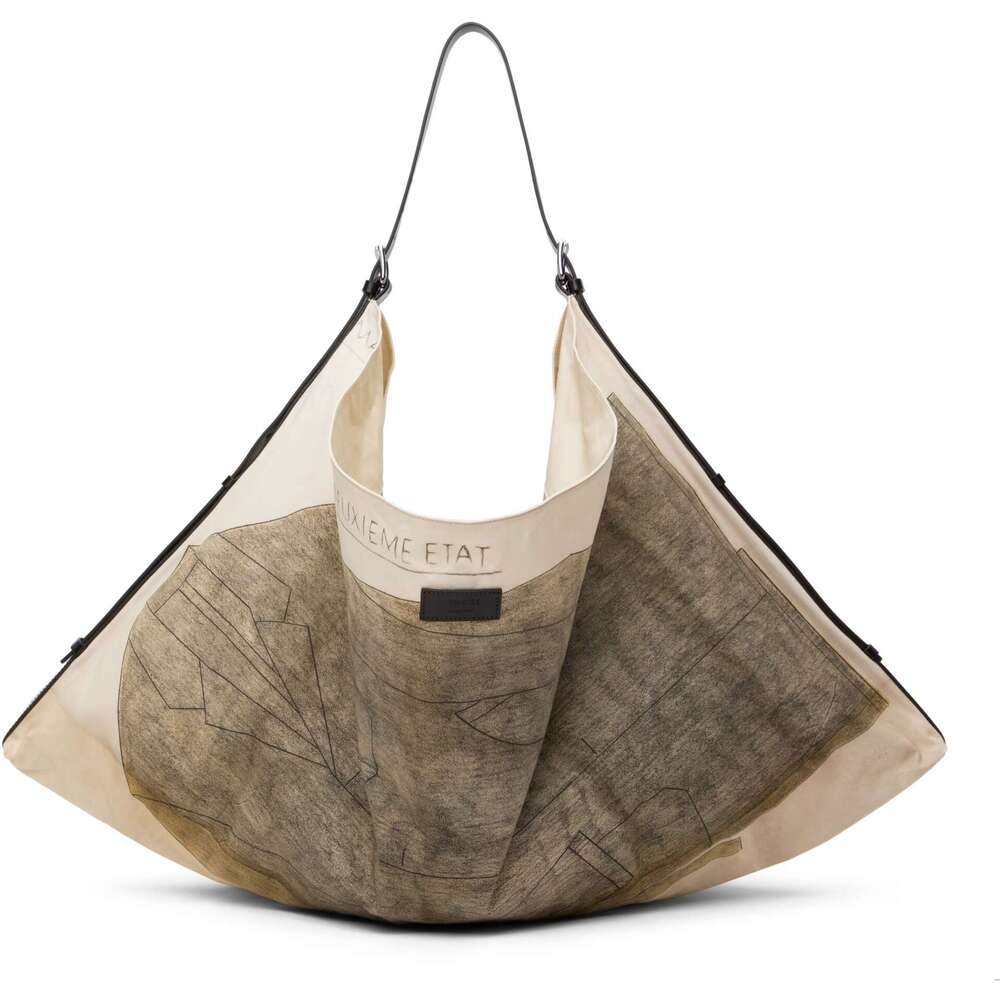 Lemai*E Collaboration 25Ss Hand-Painted Canvas Casual Minimalist Style Printed Shoulder Tote Bag Large Capacity