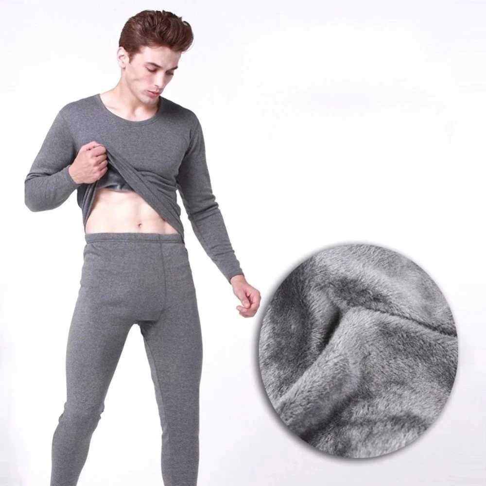 Winter Thermal Underwear Sets Men Fleece Long Johns Fleece Tops Pants Underwear Indoor Casual Clothing Pajamas Suit H251017