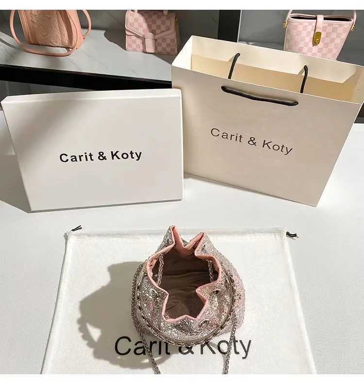 Metal Ring Handle Bucket Bag Glitter Shiny Diamonds Evening Bag Women Handbag Wedding Party Clutch Purse Shoulder Crossbody Bag Z251017