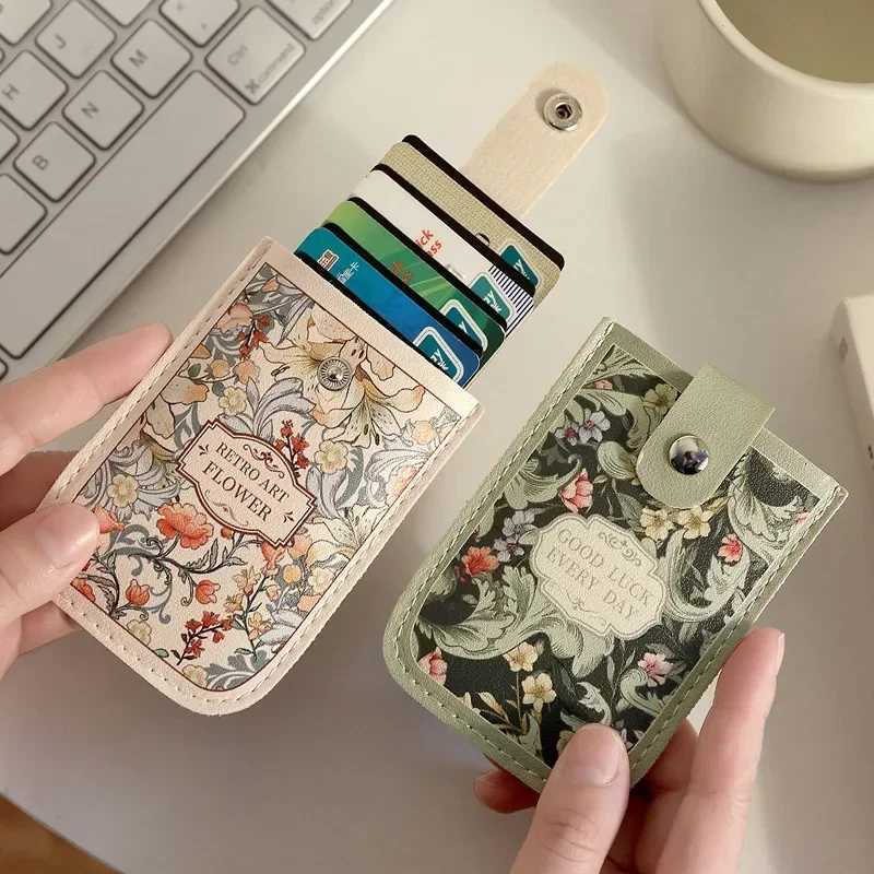 Vintage 5 Card Pockets Card Bag Laminated Concealed Pullout Business Case Fashion PU Leather ID Card Holder Women Mini WalletW251017