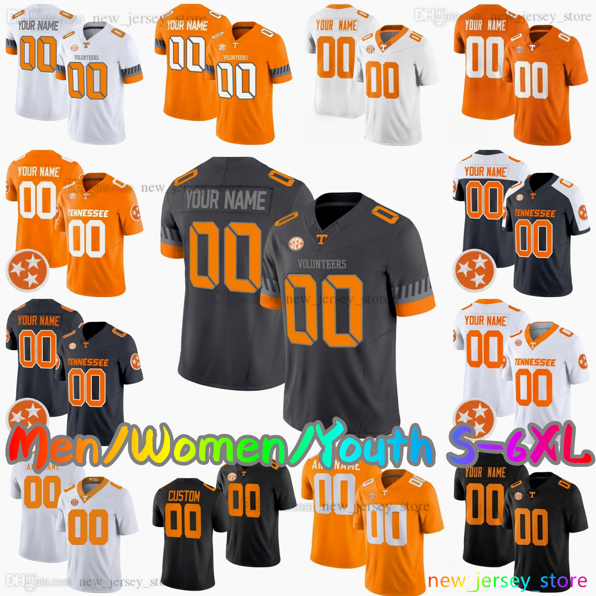 2025 Custom S-6XL 8 Nico Iamaleava College Football Jersey 16 Morgan Wallen Peyton Manning 5 Bru McCoy 13 Gaston Moore 21 Navy Shuler 2 Jabari Small Stitched Jerseys