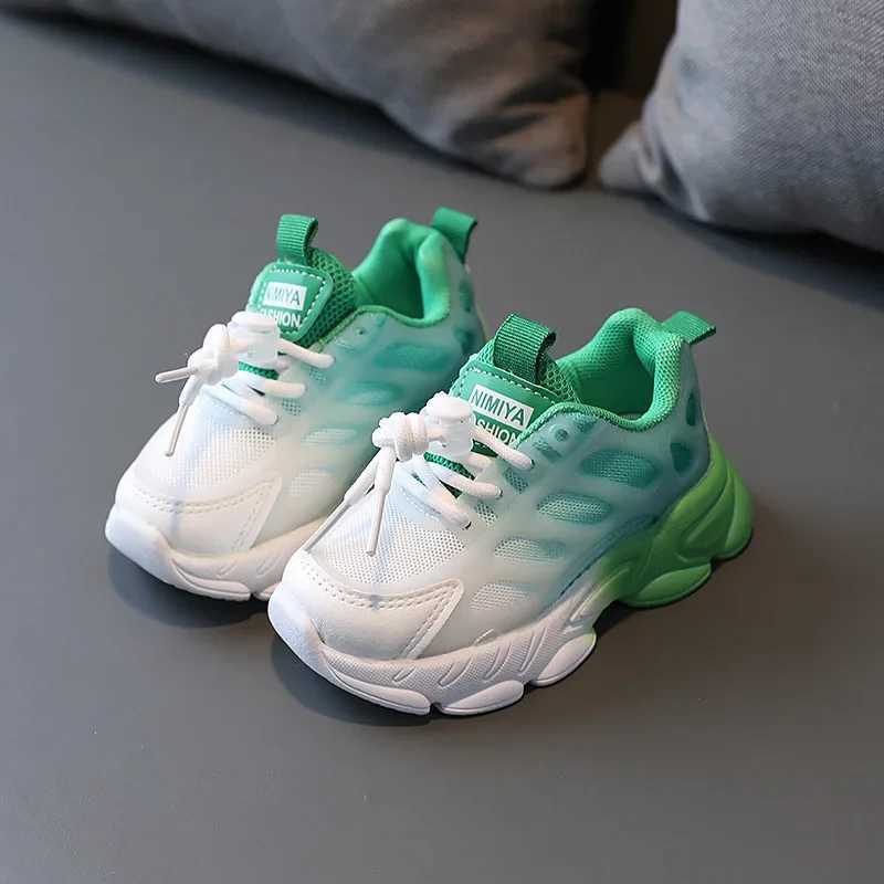 Size 2130 Children Sports Shoes for Boys Girls Baby Gradient Color Breathable Running Sneakers Kids Footwear From 1 6 YearsT251017