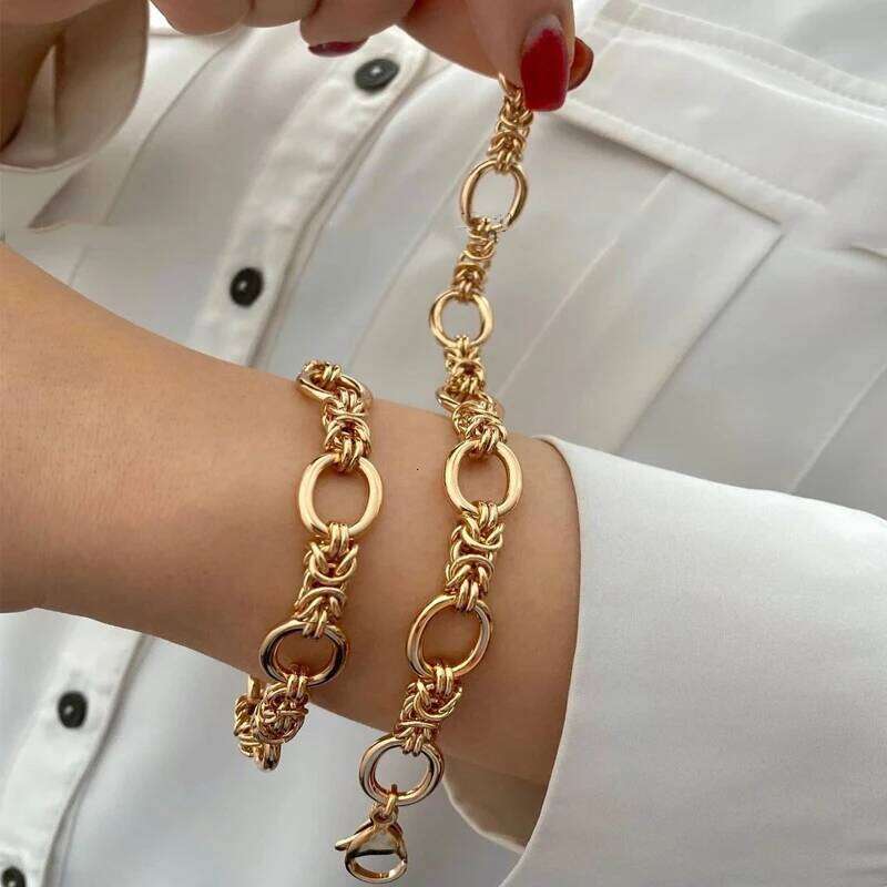Gold Plated Chain Bracelets For Women, Chic Cool Bangles, Stainless Steel Links, Punk Gothic Charm Bracelet, Stylish Jewelry