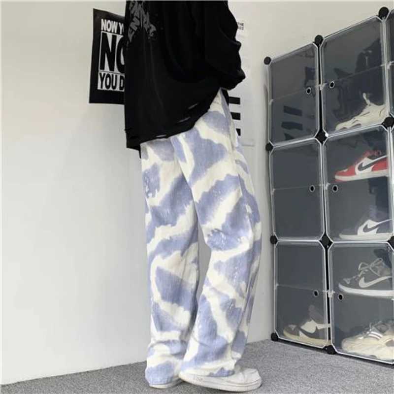 Streetwear Zebra Printed Jeans Men Straight Casual Wide Leg Oversize Denim Pants Hip Hop Animal Baggy Trousers Male J251016