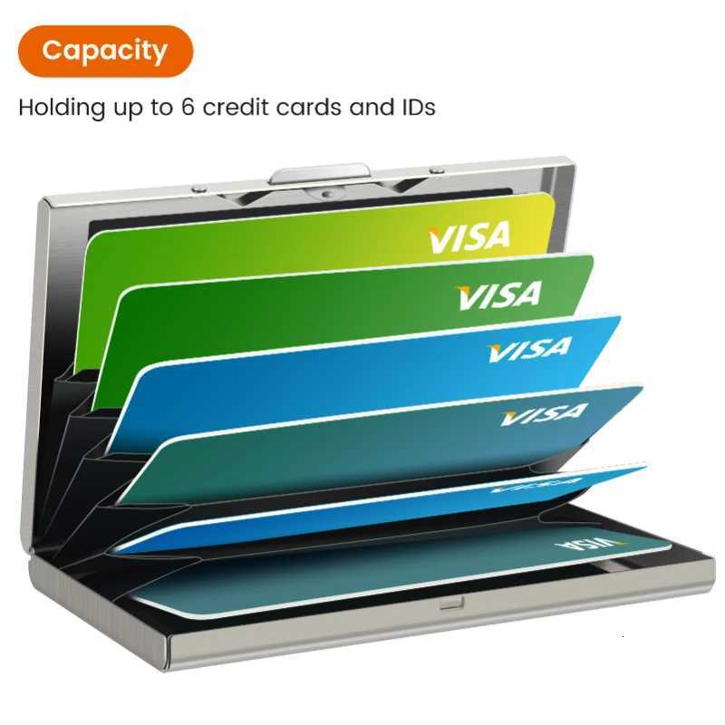 RFID Credit Card Holder stainless steel Metal Wallet Slim Credit Card Case Protector Business Card Holder for Women or MenW251017
