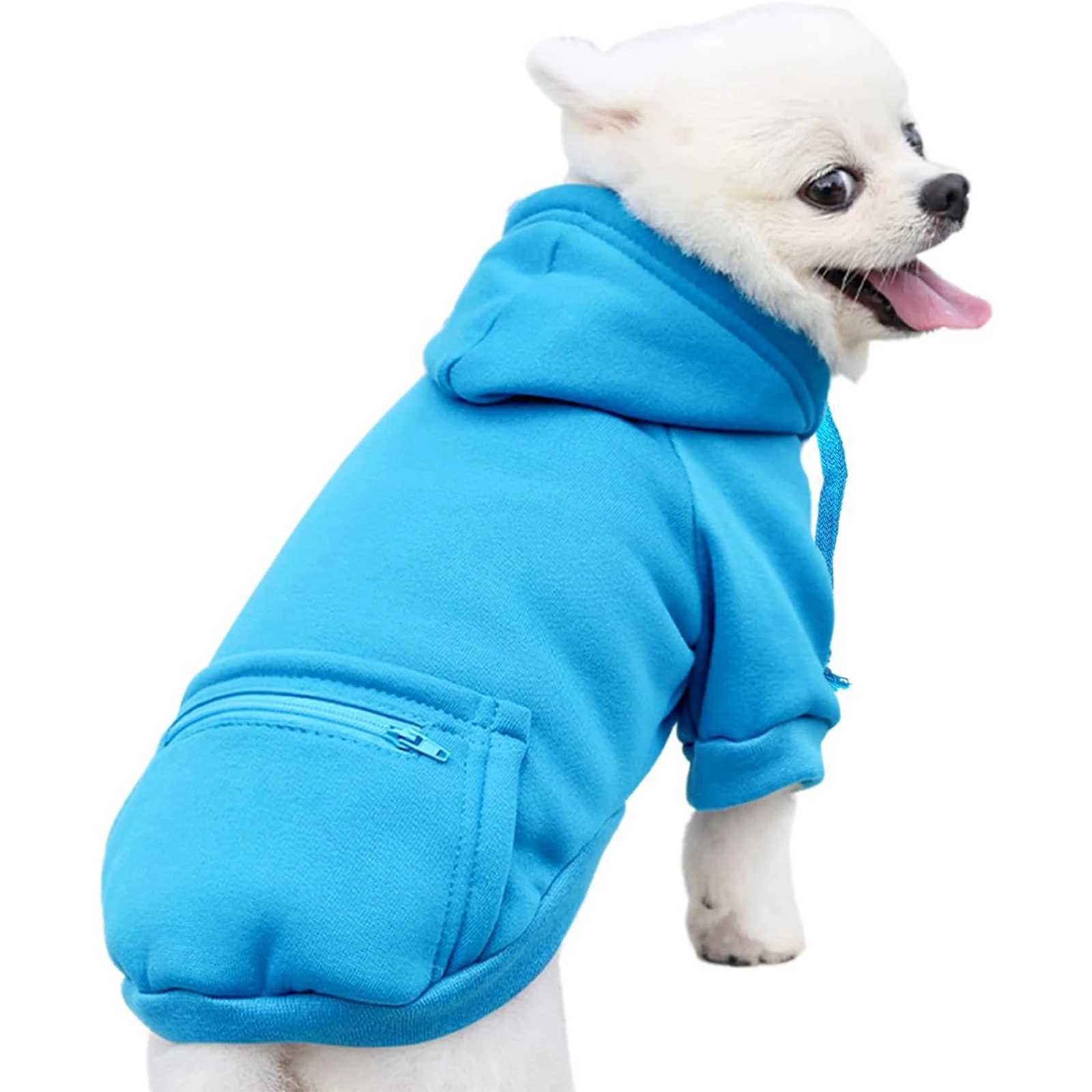 1 Pieces Hoodie Sweatshirts with Pockets Clothes for Small Dogs Cat Custume Small mediumsized dog zipper pocket hoodieW251017
