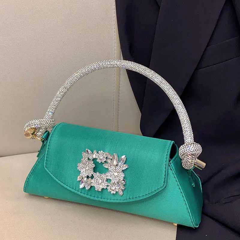 Water Diamond Flower Crescent Trapezoidal Square Buckle Handbag Banquet Silk Satin Small Square Bag Z251017