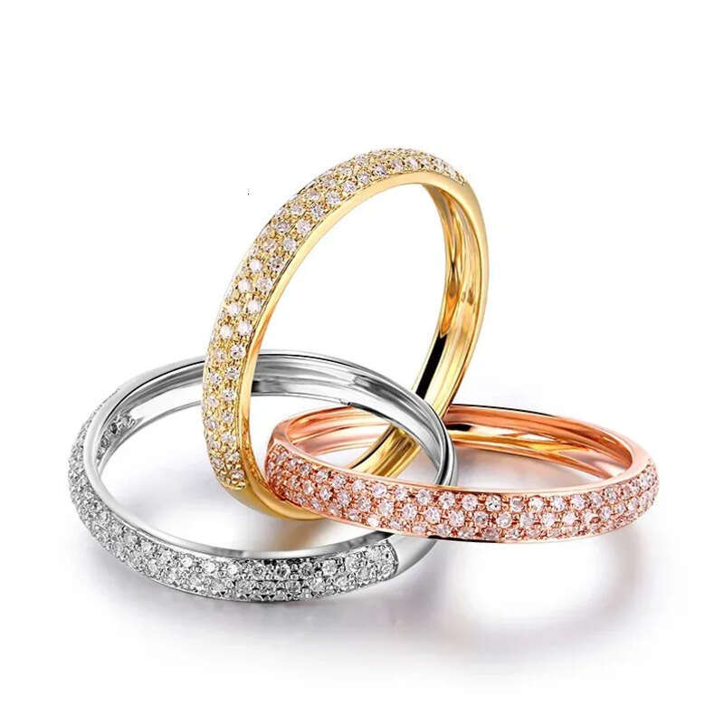 Rulalei Brand Gorgeous Three Color Wedding Rings Jewelry Sterling Sier Rose Gold White Pave Micro 5A Zircon CZ Dia Party Women Cross Band Ring Gift