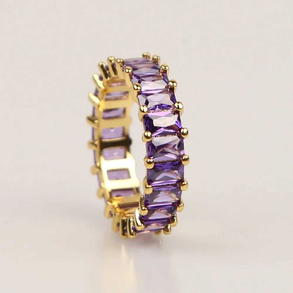 Colorful 2023 New Design Wholesale Women Finger Jewelry rectangleCZ Eternity Band Engagement RingW251017