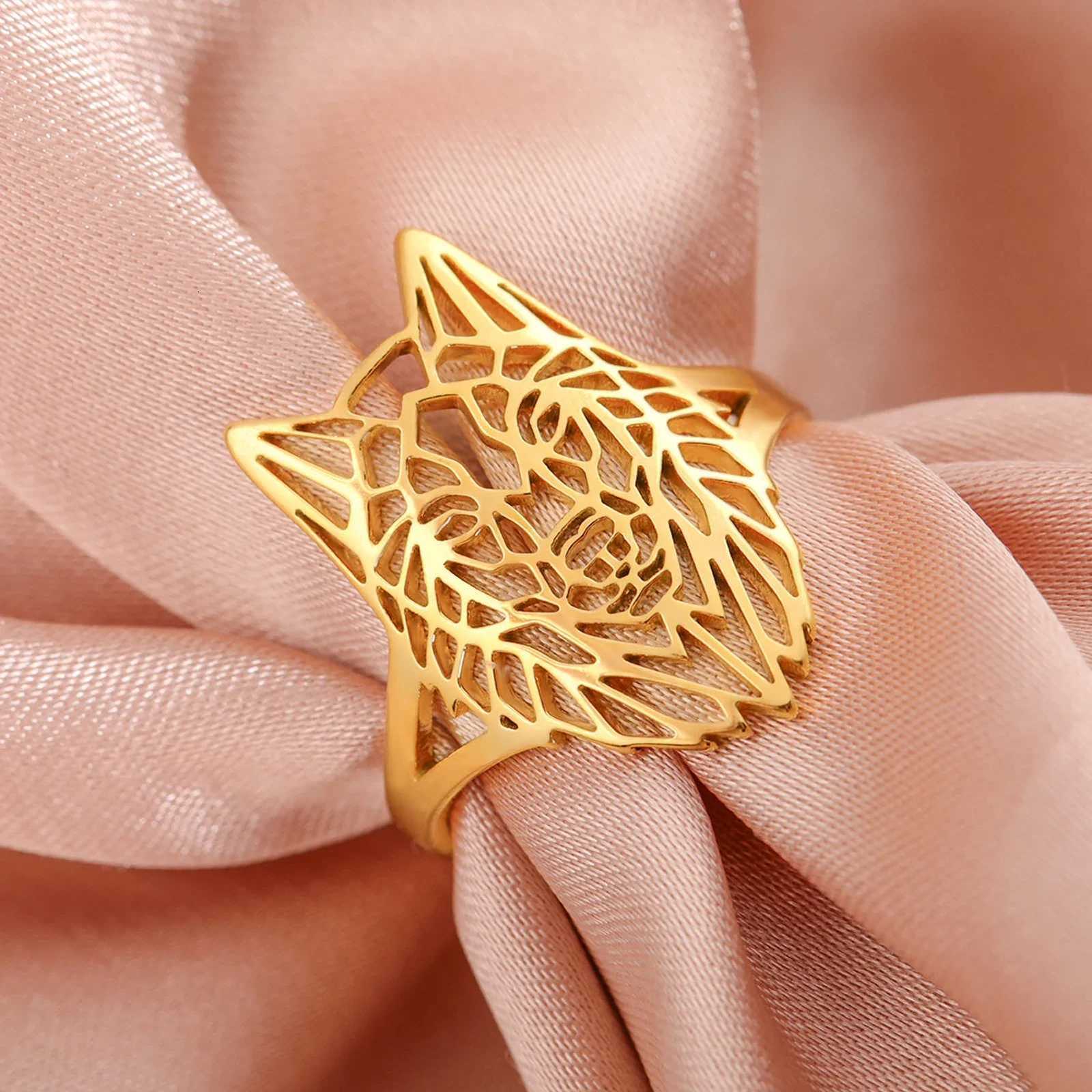 Punk Wolf Head Adjustable Stainless Steel Ring for Men Women Couple Animal Rings Fashion Party Jewelry Birthday Gift New InW251017