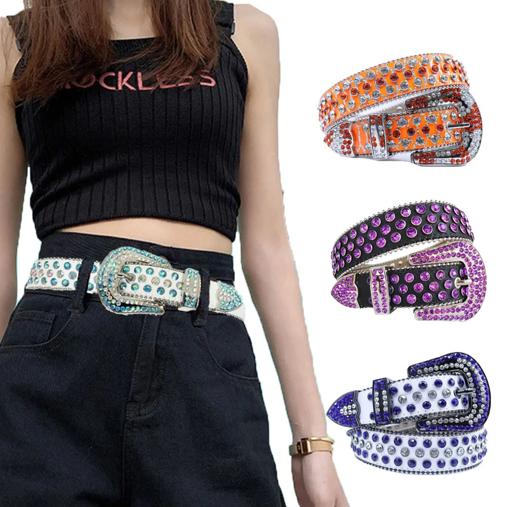 Sparkle Belts Unisex Womens Men Plus Size Rhinestone Belt Y2k bb Belt Crystal pu Belt For Belt For Man Pants Jeans 251010