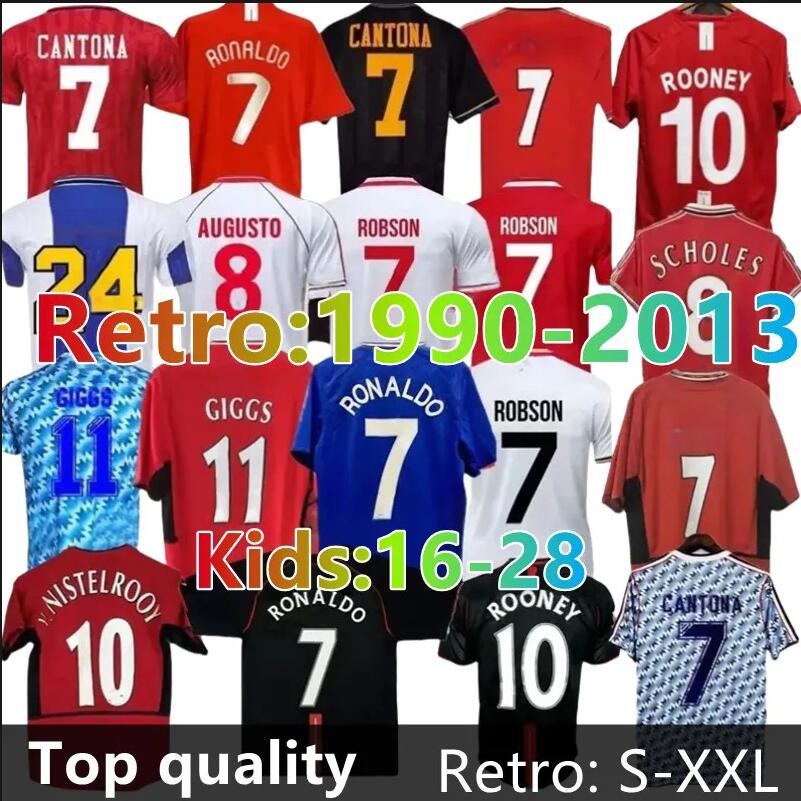 Manchest er United Retro Soccer Jerseys Ronaldo Rooney Giggs Nani 06.07.08 Long Sleeved Scholes Tevez BERBATOV VIDIC Vintage Classic Football Shirs