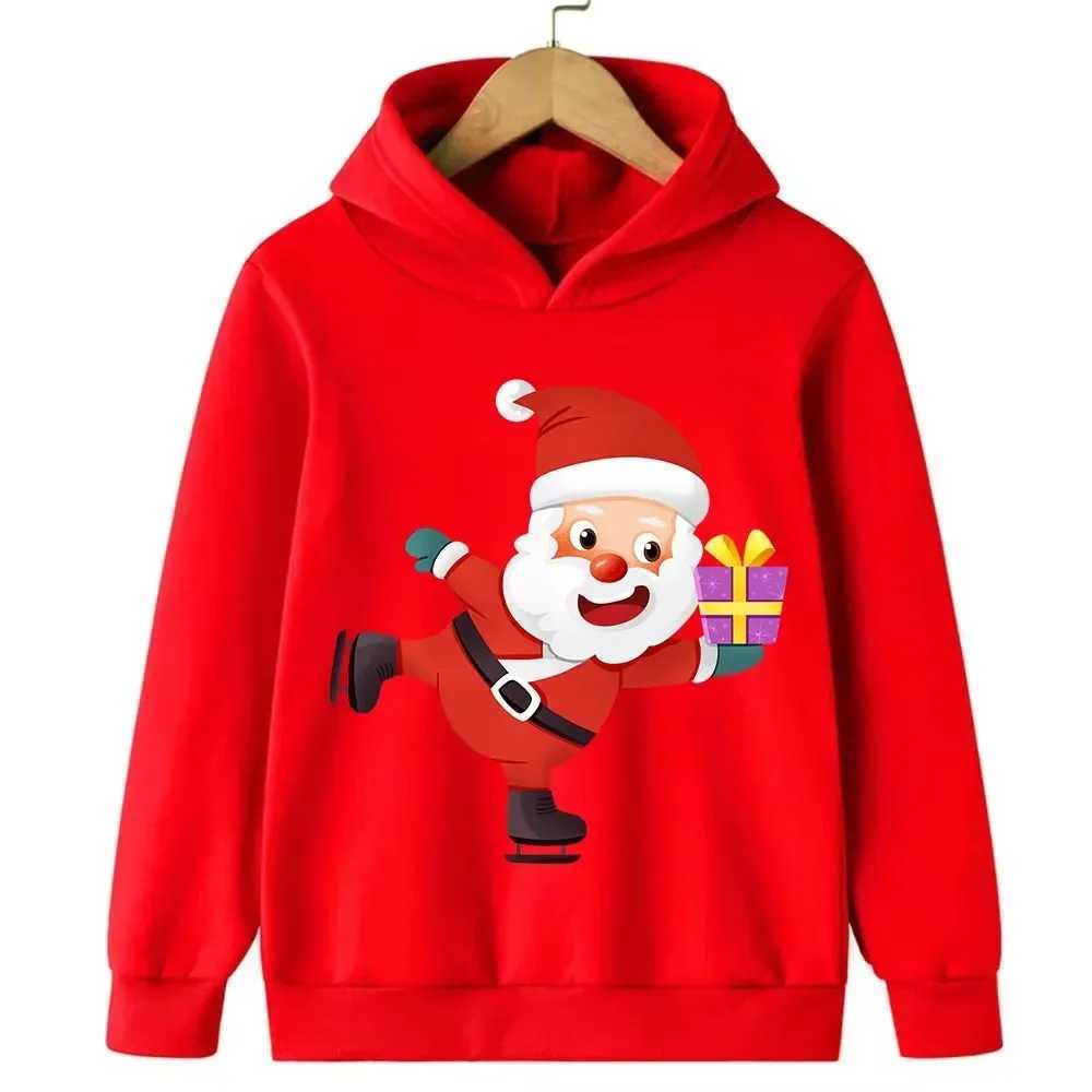 Autumn and winter Christmas Santa Claus pattern printed childrens hoodie boys and girls sweatshirt longsleeved warm pullover C251017