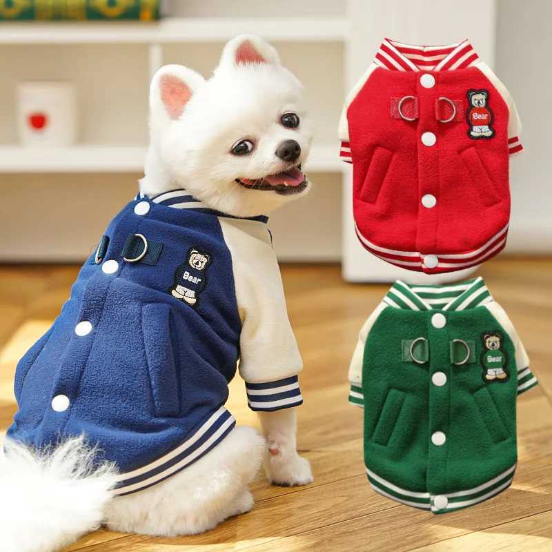 Winter Warm Thicken Pet Dog Baseball Uniform Small Medium Dogs Clothes Puppy Cats Sweatshirt Outdoor Coat Jacket with DRingW251017