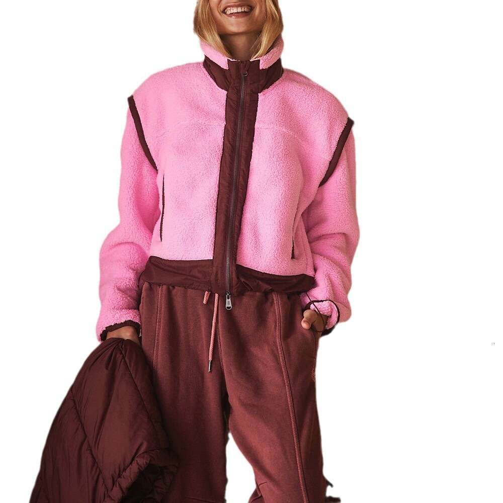 New Product Stand Collar Autumn Winter Fashion Outdoor Lamb Wool Cardigan Zipper Jacket B5