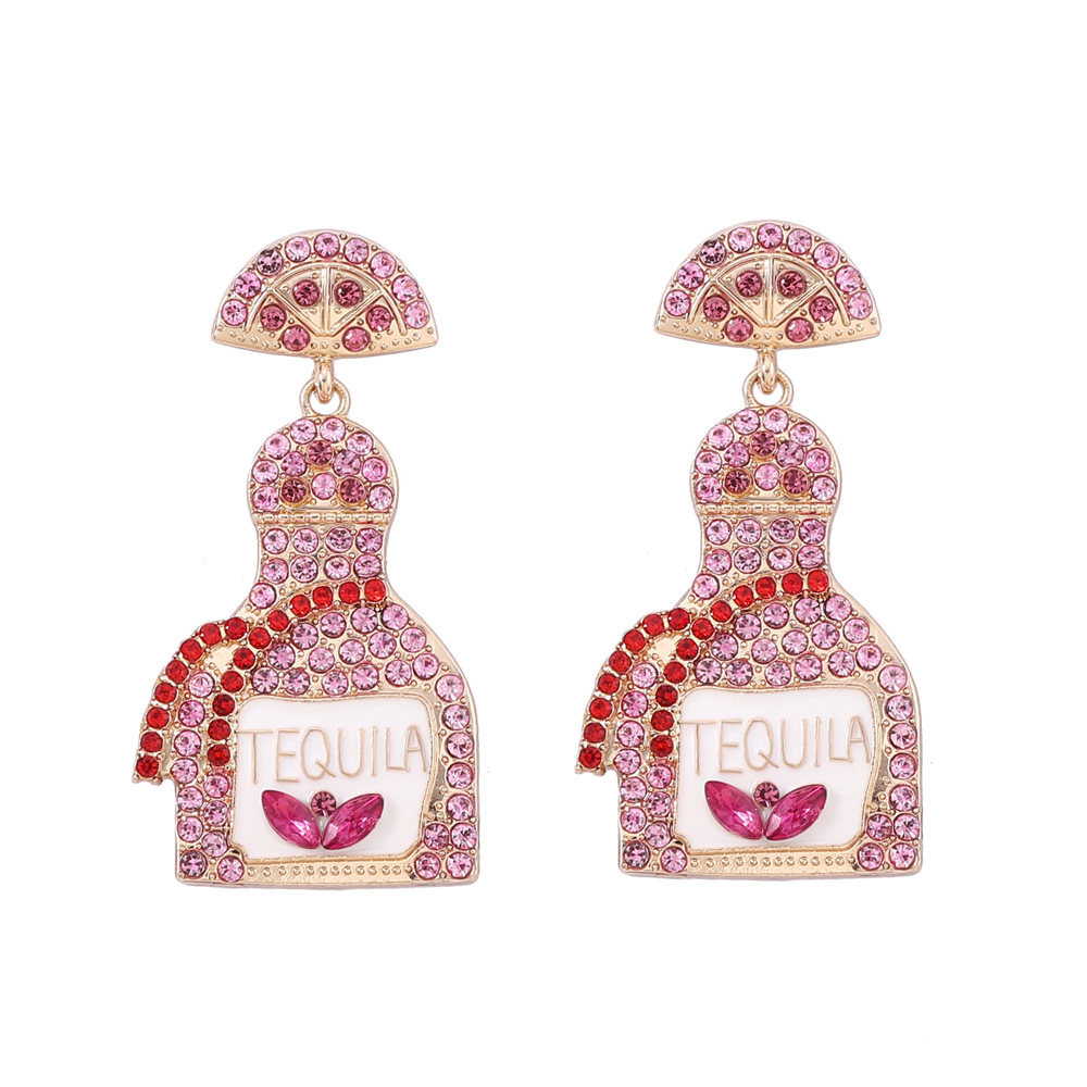 Designer earrings for woman Fashion Wine Bottle Earrings Letter Alloy Full Diamond Women's Earrings luxury earrings free shipping