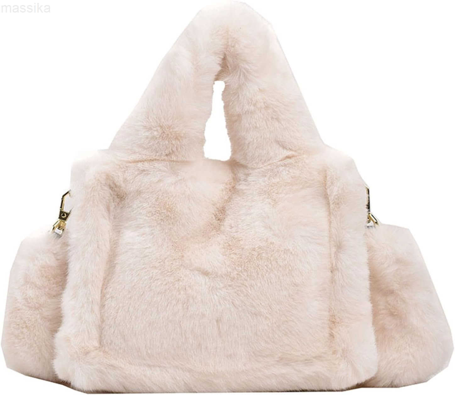 Tote Bag Mini Faux Fur Purses for Women Winter Fuzzy Tote Soft Furry Crossbody Handbag Plush Bags M251017