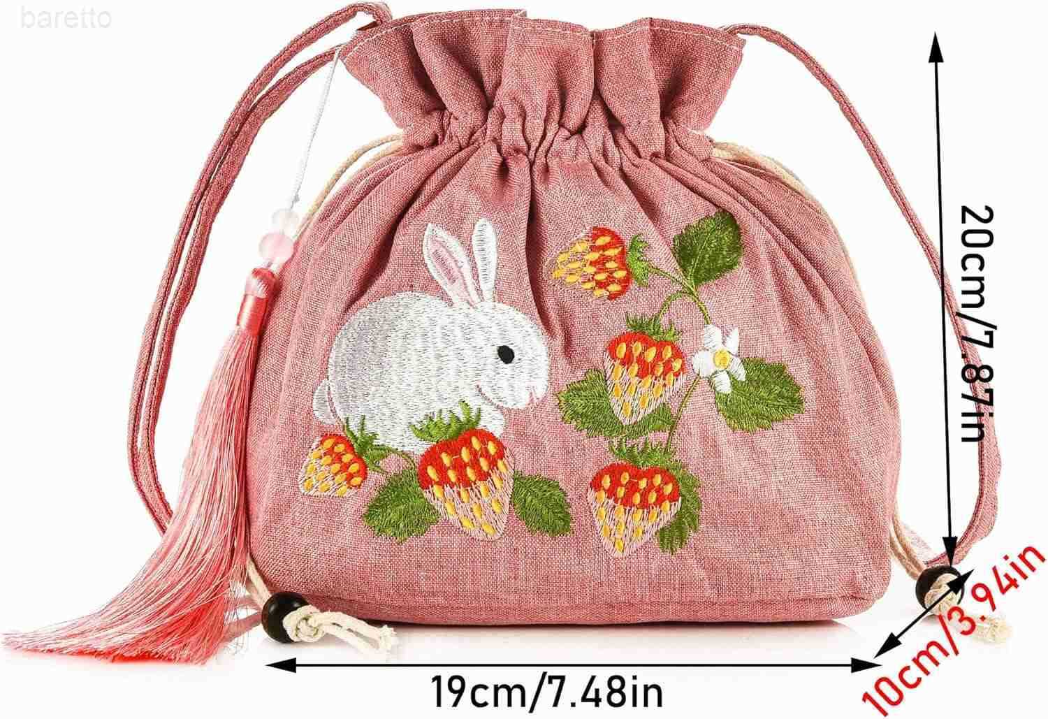 Women Chinese Hanfu Bag Floral Animal Embroidered Cloud Crossbody Drawstring Handbag Purse For Wedding Travel Daily Z251017